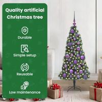 Kunstkerstboom met Lichtjes en Ballenset Groen 120 cm PET - thumbnail