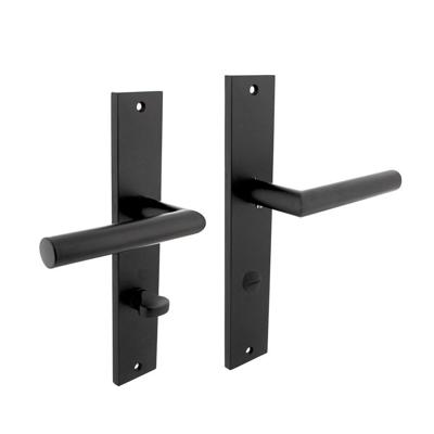 Deurkruk Bastian op langschild 245x45mm WC78/7mm mat zwart