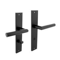 Deurkruk Bastian op langschild 245x45mm WC78/7mm mat zwart - thumbnail