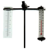 Tuinsteker met Thermometer en Regenmeter 22x4.5x78 cm Zwart/Metaal - thumbnail