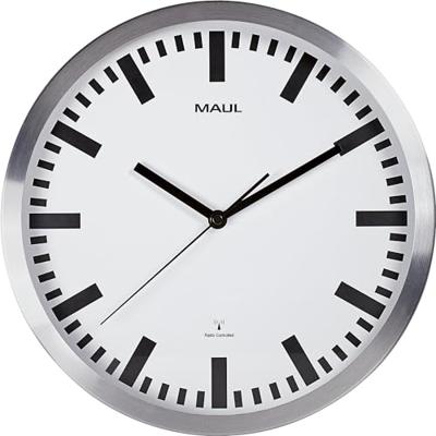 MAULpilot wandklok, radiogestuurd, diameter 30,5 x 4,5 cm, aluminium kader