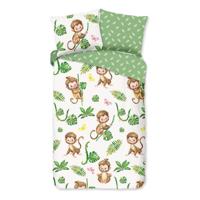 Good Morning Kinderdekbedovertrek "apen en bladeren" - Groen - (140x200/220 cm) - Katoen - thumbnail
