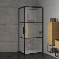 Douchecabine Riho Grid met Klapdeur 90x90 cm 6 mm Helderglas Zwarte Profielen Riho - thumbnail