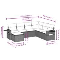 8-delige Loungeset met kussens poly rattan zwart - thumbnail