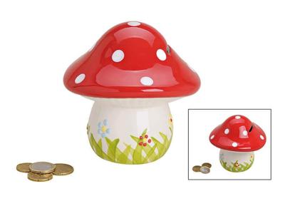 Spaarpot paddenstoel van keramiek, B13 x D13 cm