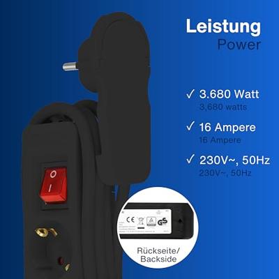 REV 0012326514 Stekkerdoos met schakelaar 3-voudig Zwart Randaarde stekker 1 stuk(s)