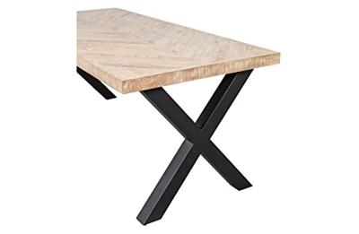 WOOOD Eettafel 'Tablo' Mangohout Visgraat, met X-poot, 200 x 90cm WOOOD Eettafel 'Tablo' Mangohout Visgraat, met X-poot, 200 x 90cm