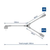 ACT AK5166 230V Stroomkabel CEE7/7 Male (Haaks)/1x C13 + 1x C5 - 1,8 meter - thumbnail