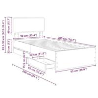 Bedframe met hoofdeinde Wit 90 x 190 cm Geconstrueerd hout - thumbnail