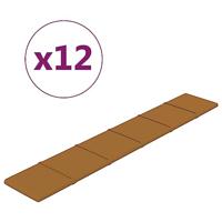 VidaXL Wandpanelen 12 st 1,62 m² 90x15 cm fluweel bruin - thumbnail
