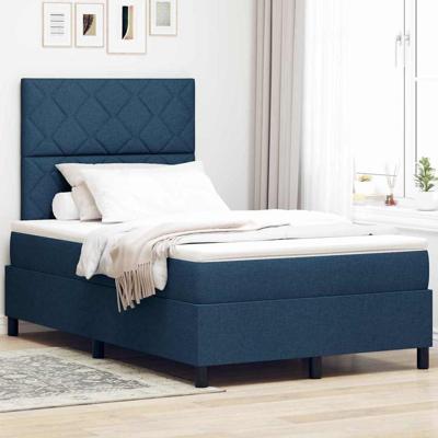 Boxspring bed met matras met hoofdeinde Blauw 120 x 200 cm Stof