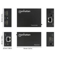 Manhattan 207461 Extender (verlenging) HDMI, Gigabit-LAN (1 Gbit/s) Via netwerkkabel RJ45 50 m - thumbnail