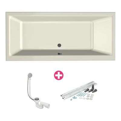 Xenz Kristal Ligbad - 170x75x48 - afvoer Midden - acryl - pergamon 6985-02