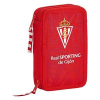 Dubbele etui Real Sporting de Gijón Rood 12.5 x 19.5 x 4 cm (28 Onderdelen) - thumbnail