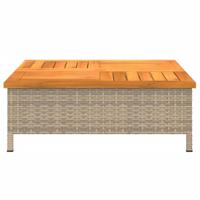 Tuintafel 70x70x25 cm poly rattan en acaciahout beige - thumbnail