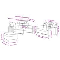 3-delige Loungeset met kussens stof taupe - thumbnail