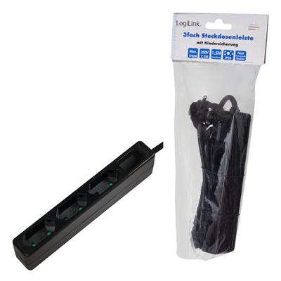 LogiLink LPS229B Stekkerdoos 3-voudig Zwart Contourstekker 1 stuk(s) LogiLink LPS229B Stekkerdoos 3-voudig Zwart Contourstekker 1 stuk(s)