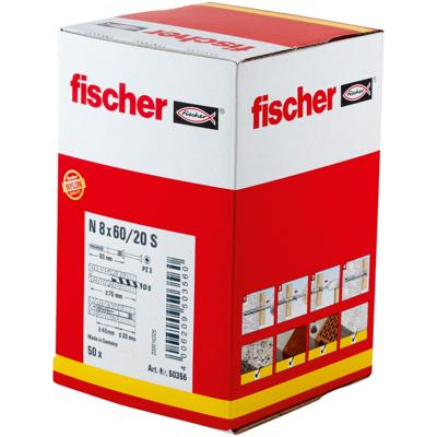 Fischer N 8X60/20 S NAGELPLUG (50) 50 St - 50356 Fischer N 8X60/20 S NAGELPLUG (50) 50 St - 50356