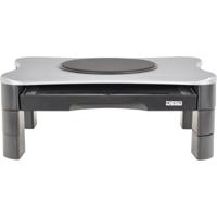 Desq monitorstandaard, met draaiplateau en 2 lades, zilver/zwart - thumbnail