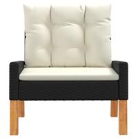 4-delige Loungeset met kussens poly rattan en massief hout - thumbnail