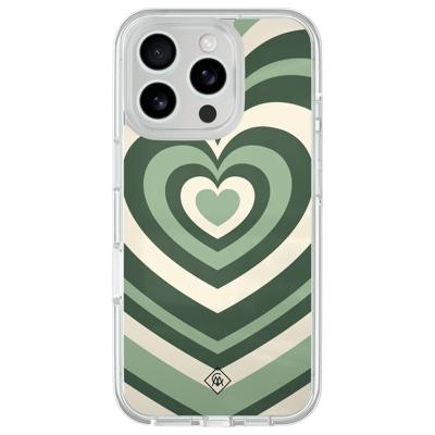 iPhone 16 Pro hybride hoesje - Groen hart swirl iPhone 16 Pro hybride hoesje - Groen hart swirl
