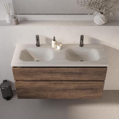 BRAUER Dune Medium wastafel 120 cm met 2 wasbakken en 2 kraangaten Sintered Stone Ivory Travertin BRAUER Dune Medium wastafel 120 cm met 2 wasbakken en 2 kraangaten Sintered Stone Ivory Travertin