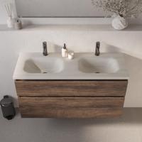 BRAUER Dune Medium wastafel 120 cm met 2 wasbakken en 2 kraangaten Sintered Stone Ivory Travertin - thumbnail