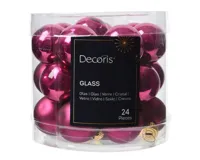 Decoris kerstballen set glas 24st Granaatappel 2,5cm - thumbnail