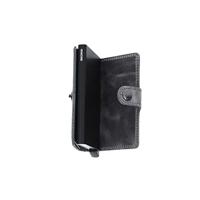 Secrid Miniwallet Vintage Portemonnee Zwart, Grijs Aluminium, Leer - thumbnail