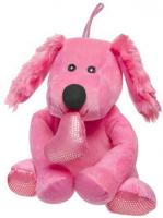 LG Imports knuffelhond Valentijnsdag meisjes 17 cm pluche roze - thumbnail