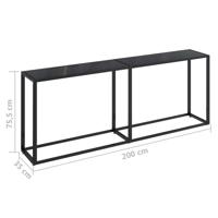 Wandtafel 200x35x75,5 cm gehard glas zwart - thumbnail