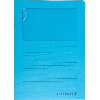 Q-CONNECT L-map met venster, 120 g/m², A4, pak van 100 stuks, blauw