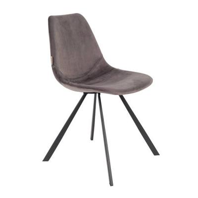 Dutchbone Eetkamerstoel 'Franky' Velvet, kleur Grijs