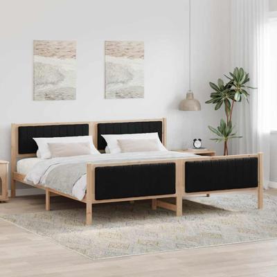Bedframe Bruin en zwart 200 x 200 cm Massief grenenhout