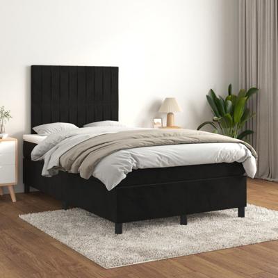 Boxspring met matras fluweel zwart 140x190 cm