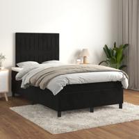 Boxspring met matras fluweel zwart 140x190 cm - thumbnail