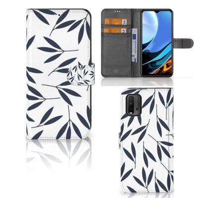 Xiaomi Redmi 9T | Poco M3 Hoesje Leaves Blue | Portemonnee hoesje