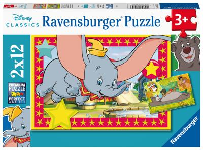 Ravensburger Disney classics: dombo en jungleboek legpuzzel, 2x12st.