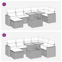 5-delige Loungeset met kussens poly rattan en acaciahout beige - thumbnail