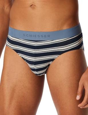 Schiesser 95/5 slips 3-pack blauw-grijs