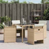 Tuinstoelen 4 st met kussens poly rattan beige - thumbnail