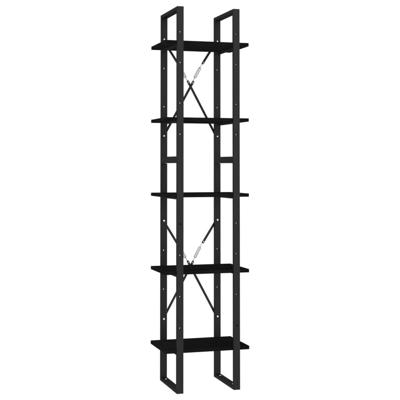 Boekenkast met 5 schappen 40x30x175 cm massief grenenhout zwart