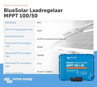 Victron Energy BlueSolar MPPT 100/50 12V 24V 50A Laadregelaar voor zonne-energie MPPT 12 V, 24 V 50 A Victron Energy BlueSolar MPPT 100/50 12V 24V 50A Laadregelaar voor zonne-energie MPPT 12 V, 24 V 50 A