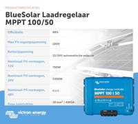 Victron Energy BlueSolar MPPT 100/50 12V 24V 50A Laadregelaar voor zonne-energie MPPT 12 V, 24 V 50 A - thumbnail