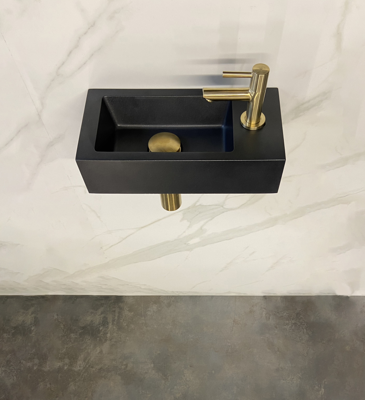 Fonteinset Wiesbaden Mini Rhea 36x18x9 cm Rechts Quartz Geborsteld Messing Goud