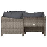 4-delige Loungeset met kussens poly rattan grijs - thumbnail