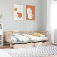 Slaapbank met lades 90x200 cm massief grenenhout - thumbnail