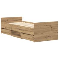 Bedframe zonder matras spaanplaat artisanaal eikenkleurig - thumbnail