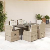 7-delige Tuinset met kussens poly rattan beige - thumbnail