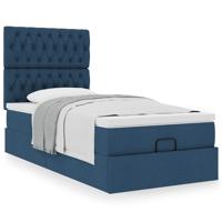 Ottoman bed met matras 90x190cm stof blauw - thumbnail